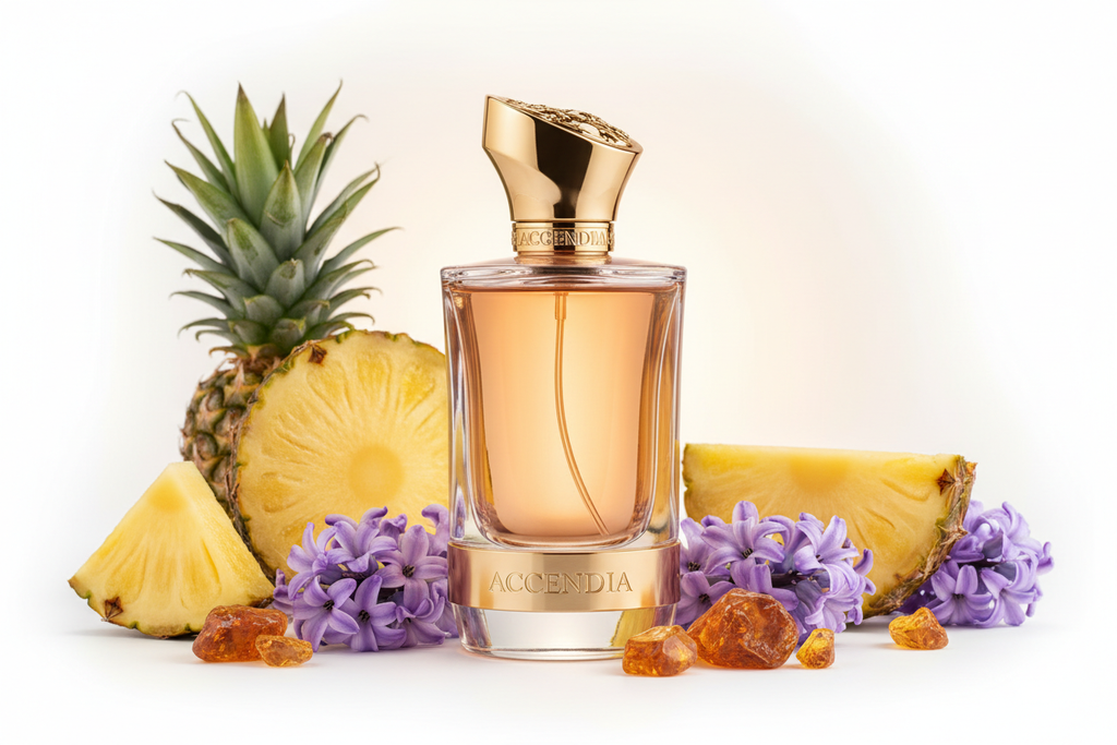 Accendia Inspiriert von: ACCENTO von XERJOFF. Fruchtig, moschusweich. Dieser Duft bietet eine ausgewogene Komposition, die seinen besonderen Charakter unterstreicht.

Kopfnote: Ananas
Herznote: Hyazinthe
Basisnote: Moschus, Amber
Eigenschaften: frisch, fruchtig