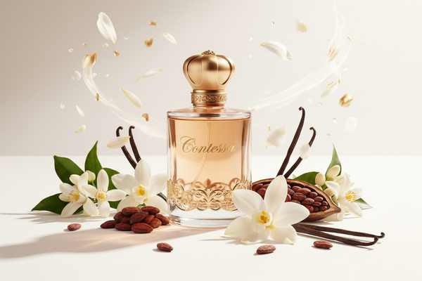 Contessa Inspiriert von: CONTRE MOI von LOUIS VUITTON. Vanille &amp; weiße Blüten. Dieser Duft bietet eine ausgewogene Komposition, die seinen besonderen Charakter unterstreicht.

Kopfnote: Orangenblüte
Herznote: Vanilleblüte
Basisnote: Kakao, Vanille
Eigenschaften: süß, blumig