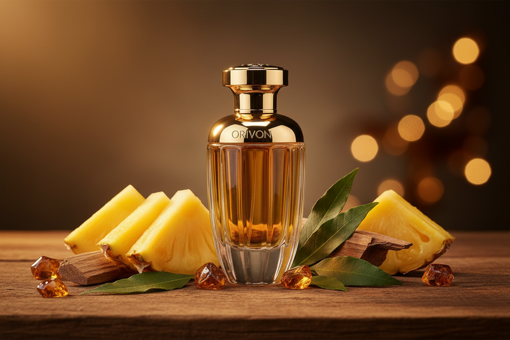 Orivon Inspiriert von: ORION von TIZIANA TERENZI. Fruchtig, würzig, holzig. Dieser Duft bietet eine ausgewogene Komposition, die seinen besonderen Charakter unterstreicht.

Kopfnote: Ananas
Herznote: Zedernholz
Basisnote: Patchouli, Amber
Eigenschaften: fruchtig, warm