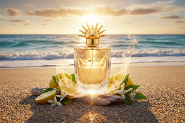 Solyra Inspiriert von: ON THE BEACH von LOUIS VUITTON. Zitrisch, solar, warm-strandig. Dieser Duft bietet eine ausgewogene Komposition, die seinen besonderen Charakter unterstreicht.

Kopfnote: Yuzu
Herznote: Neroli
Basisnote: Hölzer, Moschus
Eigenschaften: frisch, sonnig